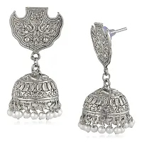 Stefan Rhodium Plated Peacock Traditional Jhumka Earrings for Women (CJ100225)-thumb2