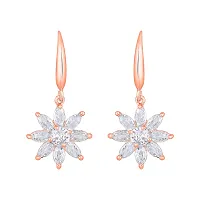 Stefan Rose Gold Plated Flower-Shaped Amarican Diamond Studed Drop Earring for Women (CAJER2073 )-thumb2