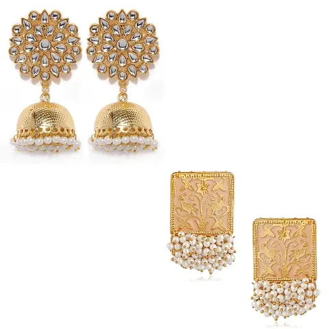 Stefan 2 Pairs of Traditional Ethnic Dangler Earrings Combo for Women (PAERCO001012PR)