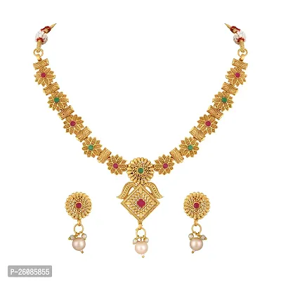 Shimmering Traditional Gold Plated Kundan Chokar Necklace Set For Women-thumb0