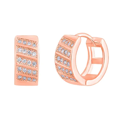 Classy Plated American Diamond Hoop Bali Earrings For Women