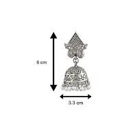 Stefan Rhodium Plated Traditional Ethnic Jhumka Earrings for Women (CJ100228)-thumb3