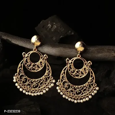 Vanee Traditional Gold Plated Chandbali Pearl Drop Earring For Women CJ100104-thumb4