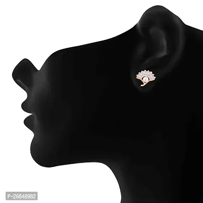 Classy Rose gold Plated American Diamond Studded Earrings For Women-thumb2