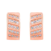 Classy Rose gold Plated American Diamond Hoop Bali Earrings For Women-thumb2