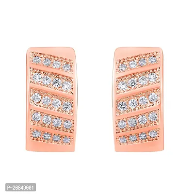 Classy Rose gold Plated American Diamond Hoop Bali Earrings For Women-thumb3