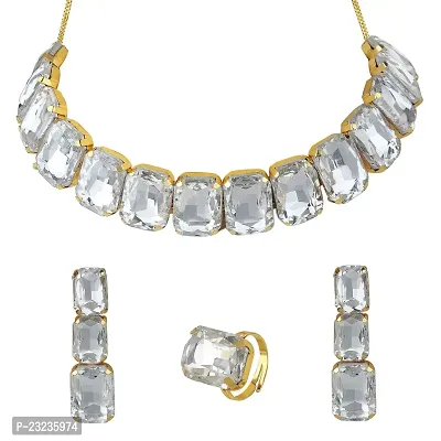 Stefan Big White Stone Choker Jewelry Set (CJ100599)