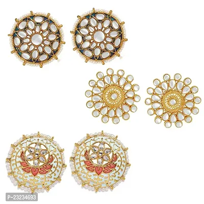 Stefan 3 Pairs of Traditional Ethnic Stud and Round Shaped Earrings Combo for Women (ERCO001024)