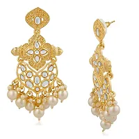 Stefan Ethnic Gold Plated White Kundan Dangler Earring For Women CJ100201-thumb2