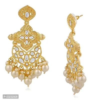 Stefan Ethnic Gold Plated White Kundan Dangler Earring For Women CJ100201-thumb3