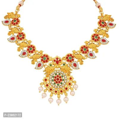 Stefan Traditional Gold Plated Multicolor Kundan Necklace Set for Women CJ100394-thumb3