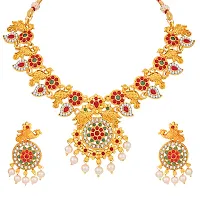 Stefan Traditional Gold Plated Multicolor Kundan Necklace Set for Women CJ100394-thumb4