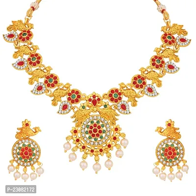 Stefan Traditional Gold Plated Multicolor Kundan Necklace Set for Women CJ100394-thumb5