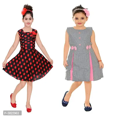 Pack of 2pc Girls Midi/knee A-line Casual Dress