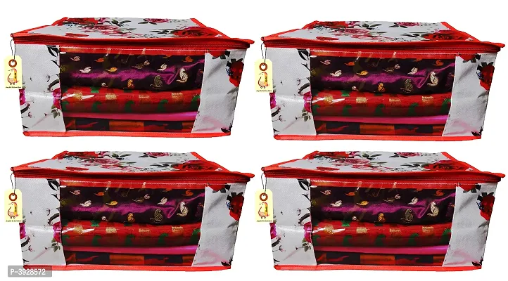 Women's Rose Printed Saree Cover Pack of 4