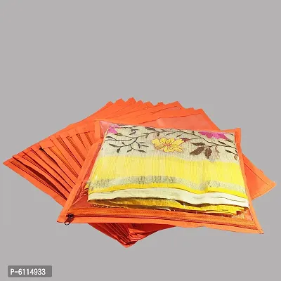 High Quality Multipurpose Non Woven Single Packing Saree Covers(12 Pieces, Orange)-thumb0