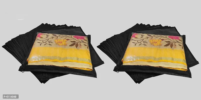 High Quality Multipurpose Non Woven Single Packing Saree Covers(24 Pieces, Black)-thumb0