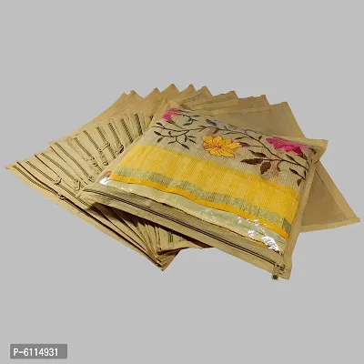 High Quality Multipurpose Non Woven Single Packing Saree Covers(12 Pieces, Golden)-thumb0