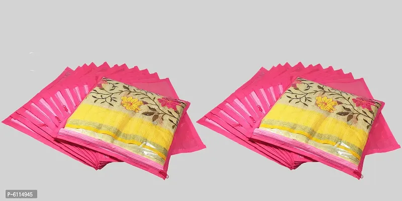High Quality Multipurpose Non Woven Single Packing Saree Covers(24 Pieces, Pink)-thumb0