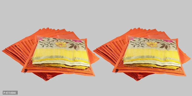 High Quality Multipurpose Non Woven Single Packing Saree Covers(24 Pieces, Orange)-thumb0