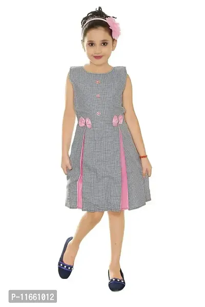 Fessist Trendy Cotton A-Line Casual Frock & Dresses for Girls (Color-Grey) (Size-30)-thumb0