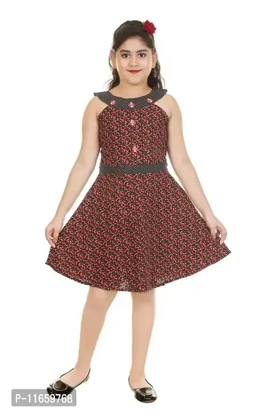 Fessist Trendy Cotton A-Line Frock & Dresses for Girls/Casual Wear (Color-Red) (Size-20)