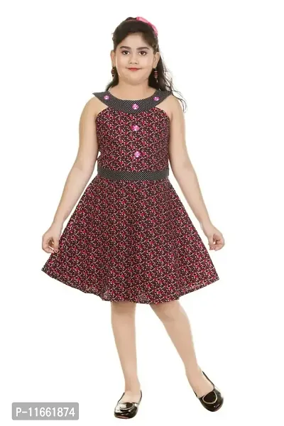 Fessist Trendy Cotton A-Line Frock & Dresses for Girls/Casual Wear (Color-Pink) (Size-22)