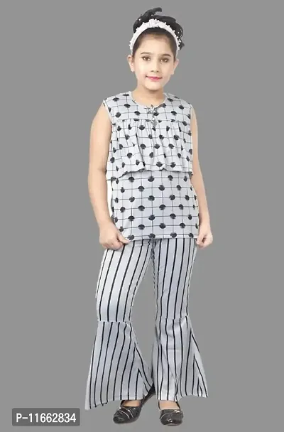 Fessist Trendy Girls Party Wear Top & Pant Set (Color-Grey) (Size- 3-4 Years)-thumb0