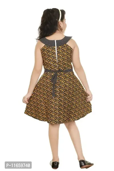 Fessist Trendy Cotton A-Line Frock & Dresses for Girls/Casual Wear (Color-Yellow) (Size-22)-thumb4