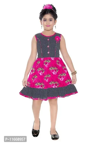 Fessist Trendy Cotton A-Line Frock & Dresses for Girls (Color-Pink) (Size-20)-thumb0