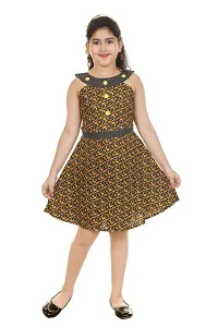 Fessist Trendy Cotton A-Line Frock & Dresses for Girls/Casual Wear (Color-Yellow) (Size-22)-thumb1