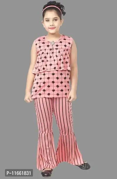 Fessist Trendy Girls Party Wear Top & Pant Set (Color-Pink) (Size- 5-6 Years)