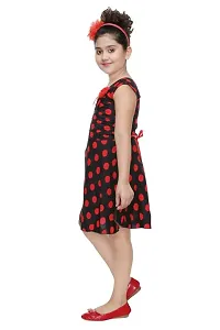 Fessist Trendy A-Line Cotton Knee-Length Casual Black Polka Dot Dress for Girls (Color- Red) (Size-20)-thumb1