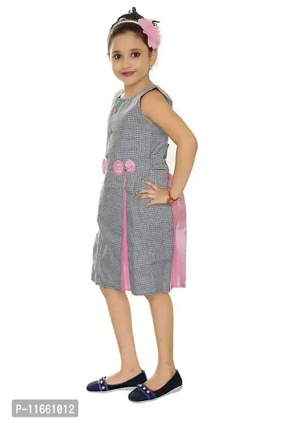 Fessist Trendy Cotton A-Line Casual Frock & Dresses for Girls (Color-Grey) (Size-30)-thumb3