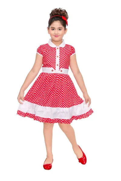 Cotton Knee Length Printed Frocks For Girls