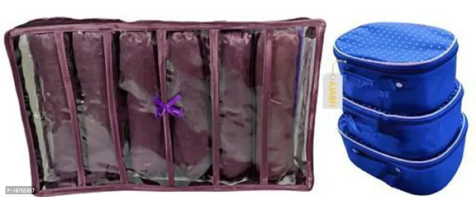Satin 6 Rod Bangle Box With 3 Piece Cosmetic Vanity Box Combo-thumb0