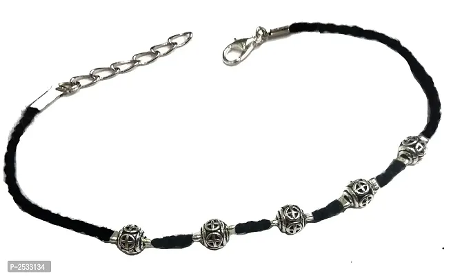 Silver Color Oxidised Silver Anklet-thumb0