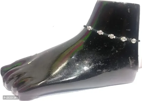 Silver Color Oxidised Silver Anklet-thumb3