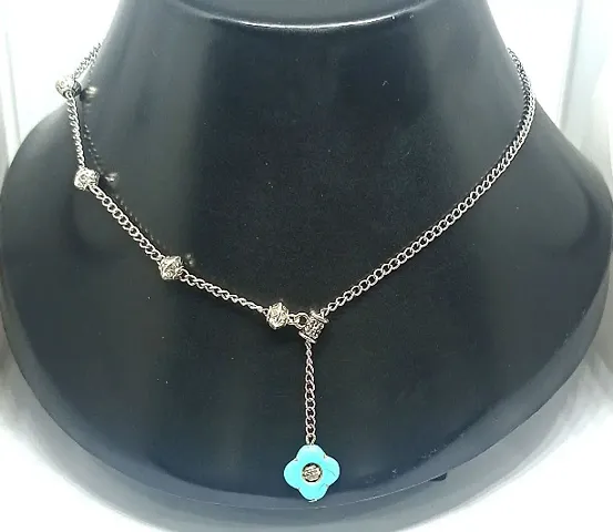 Oxidised chain with Diferent ston modern style Choker Necklace