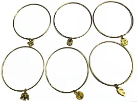 Womens Brass Bangle Set (Silver) set of 6-thumb1