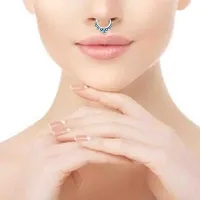 Oxidised Silver-Toned Beautiful Design Pressable Septum  Nosepin for Women and Girls set of 3-thumb1