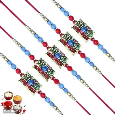 Designer Pendant Rakhi with Roli Chawal Pack of 5 For Brothers-thumb0