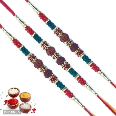 Designer Pendant Rakhi with Roli Chawal Pack of 3 For Brothers