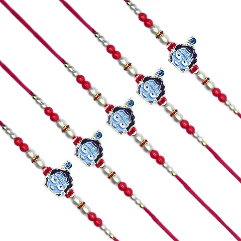 4 Holy Strings Rakhi Set - Rakhi + Roli chawal + Card