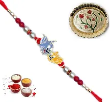 Set of One Kids Rakhi For Brother with Meenakari Puja Thali-thumb1