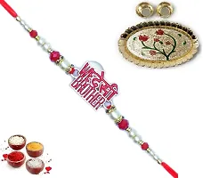 Set of One Handmade Rakhi For Brother with Meenakari Pooja Thali-thumb1