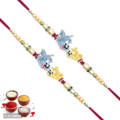 Designer Pendant Rakhi with Roli Chawal Pack of 2 For Brothers