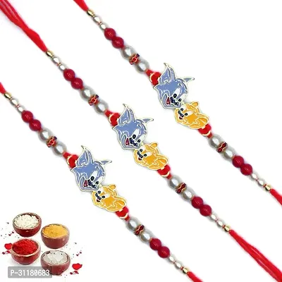 Designer Pendant Rakhi with Roli Chawal Pack of 3 For Brothers-thumb0