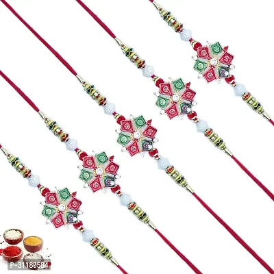 Designer Pendant Rakhi with Roli Chawal Pack of 5 For Brothers