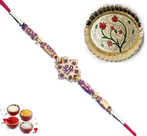 Designer Pendant Rakhi with Roli Chawal For Brothers